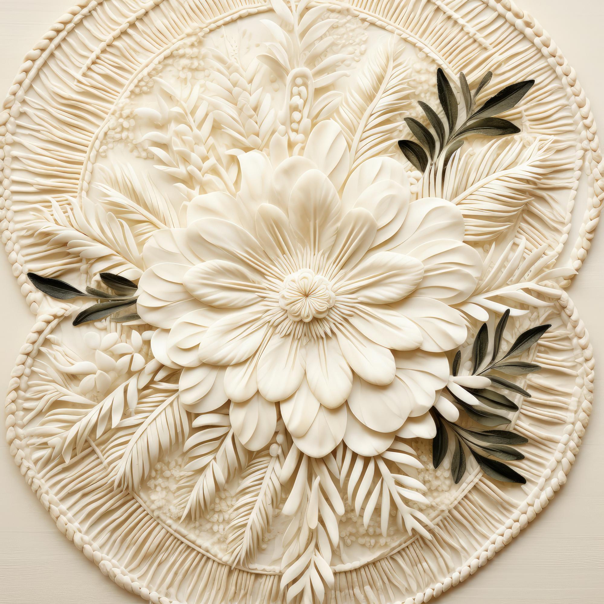 Panel ścienny z haftowanym wzorem botanicznym